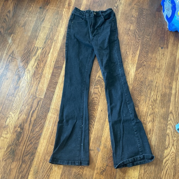 Denim - Low rise flare black jeans size 4
